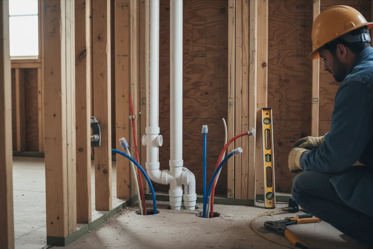 Drain and supply rough-in during Leak Detection in New Tazewell