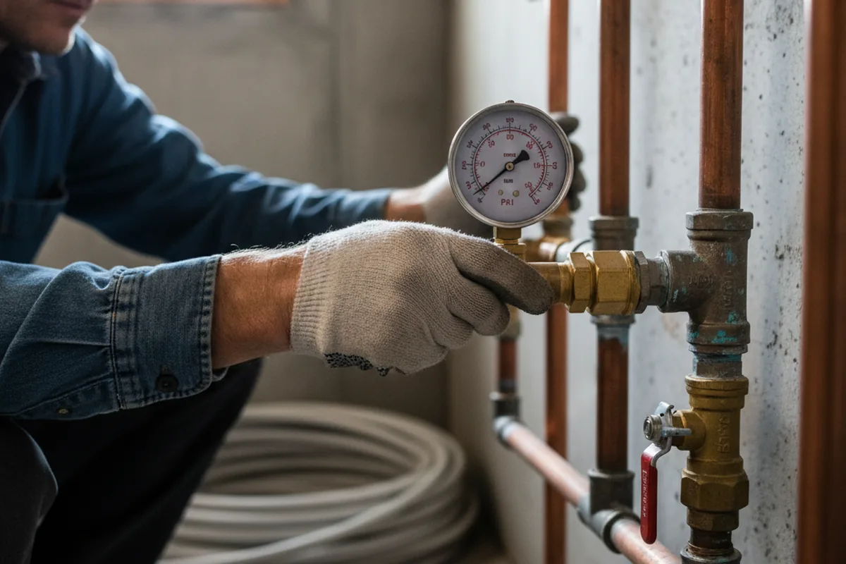 Pressure testing a repaired line during Water Line Repair in New Tazewell